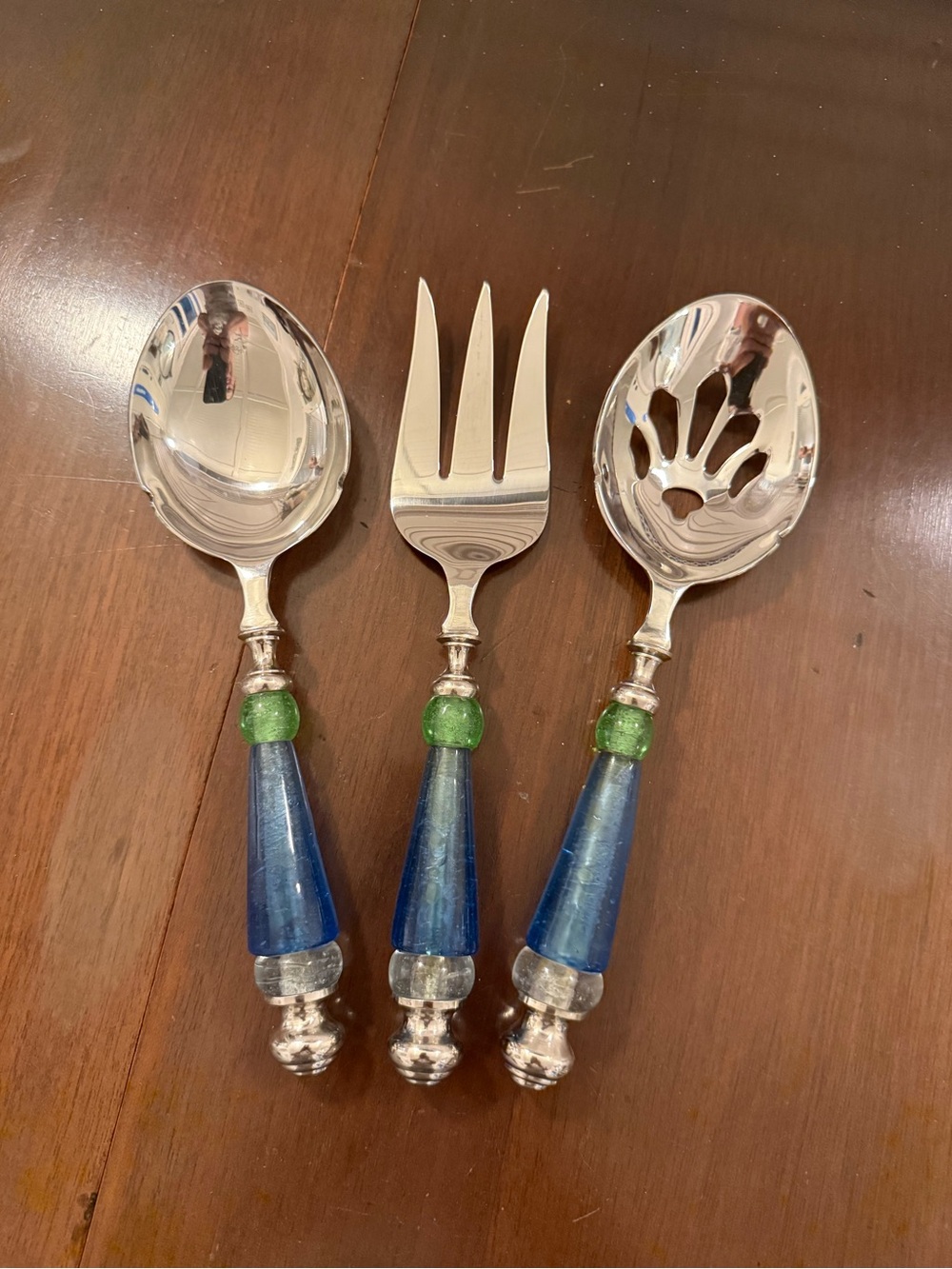Lenox Everyday Gatherings Blue and Green Acrylic Handle Serving Set